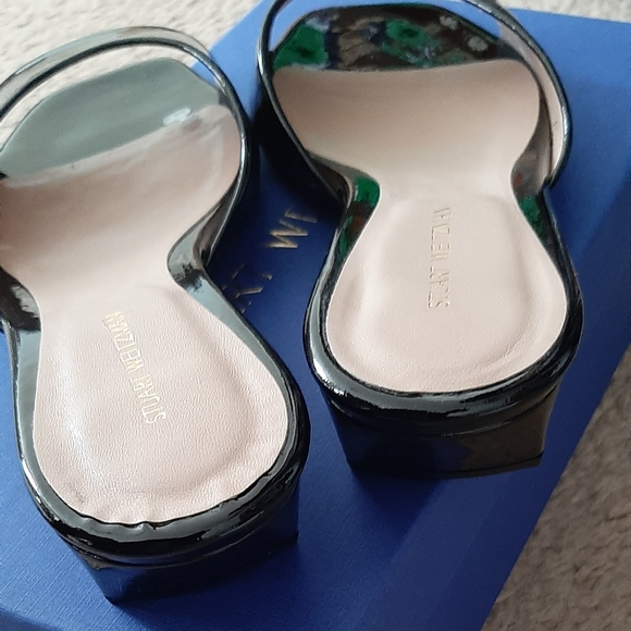 7.5 NEW black patent leather Stuart weitzman mules - Picture 3 of 6